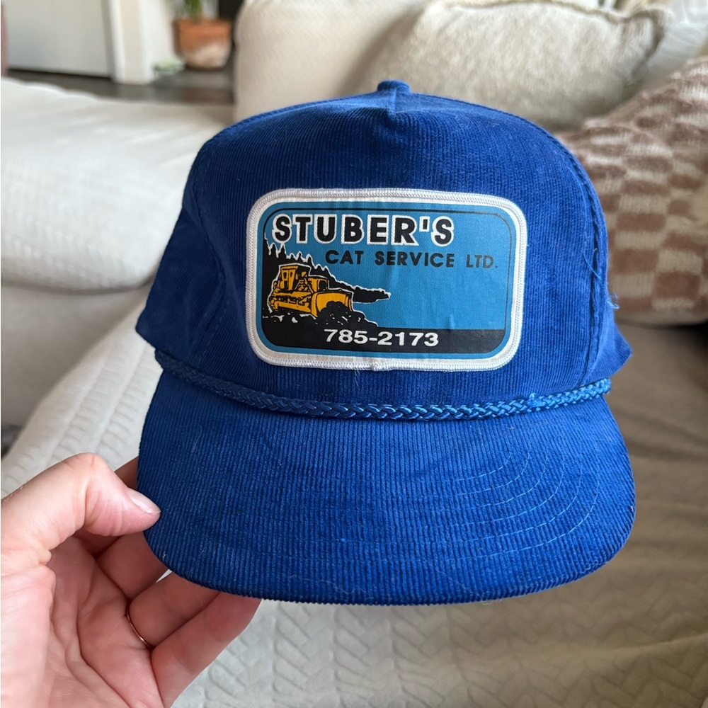 Vintage Blue Corduroy Trucker Hat